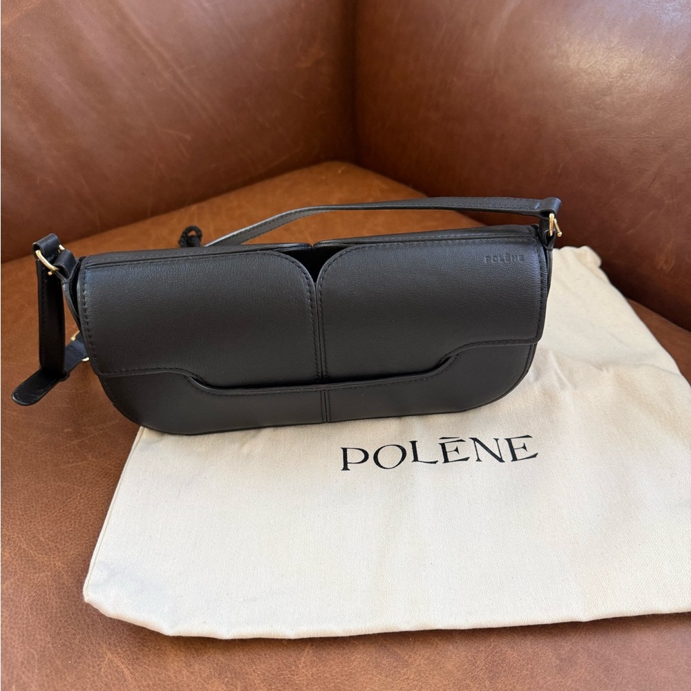 Polène Osmo Black Leather Shoulder Bag